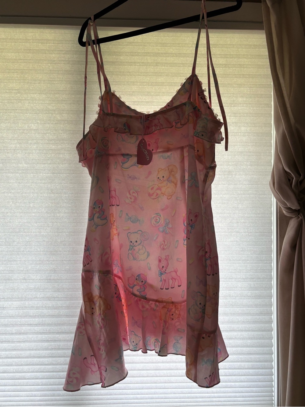 Sugar Thrillz Sheer Pink Teddy Slip with Ruffle Trim NEW WITH TAG Size 2X - Picture 2 of 7